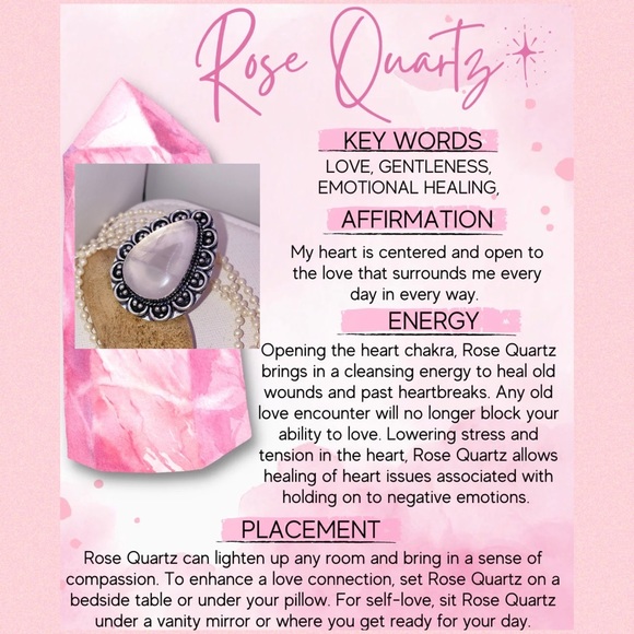 Rose Quartz Gemstone Handmade Halo Ring - Picture 8 of 10